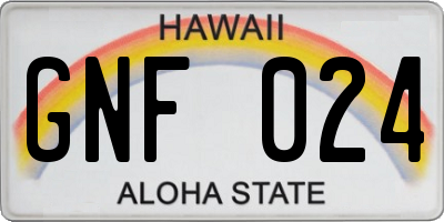 HI license plate GNF024