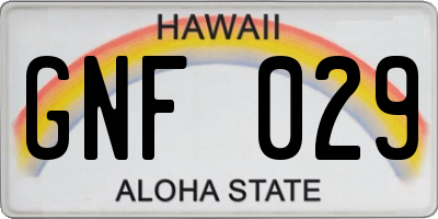 HI license plate GNF029