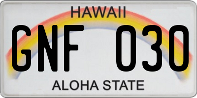 HI license plate GNF030