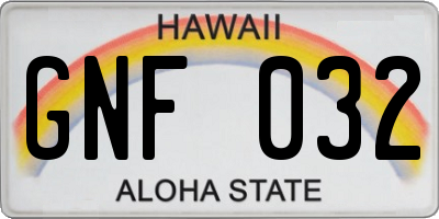 HI license plate GNF032