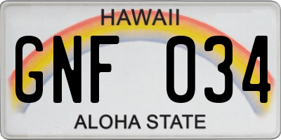 HI license plate GNF034