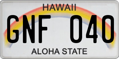 HI license plate GNF040