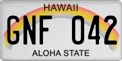 HI license plate GNF042