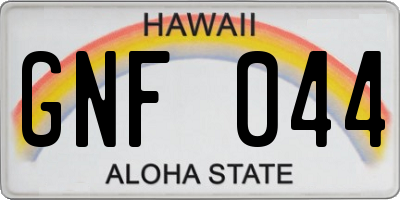 HI license plate GNF044
