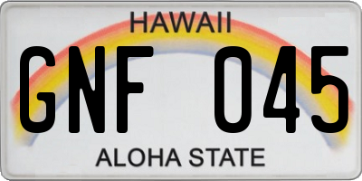 HI license plate GNF045