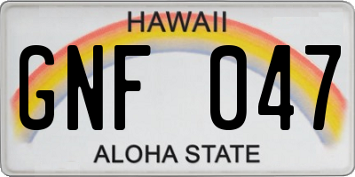 HI license plate GNF047