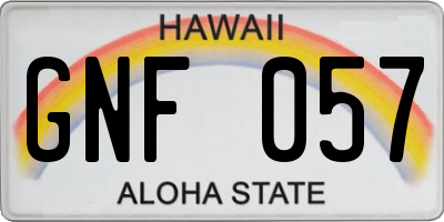 HI license plate GNF057
