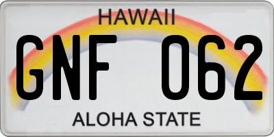 HI license plate GNF062
