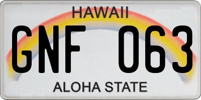 HI license plate GNF063