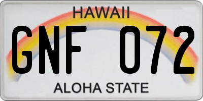 HI license plate GNF072