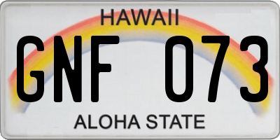 HI license plate GNF073