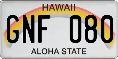 HI license plate GNF080
