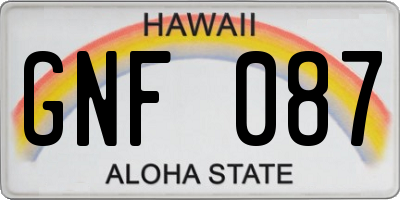 HI license plate GNF087