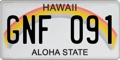 HI license plate GNF091
