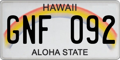 HI license plate GNF092