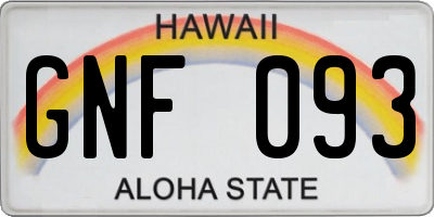 HI license plate GNF093