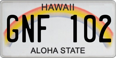 HI license plate GNF102