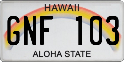 HI license plate GNF103