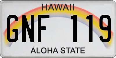 HI license plate GNF119