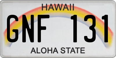 HI license plate GNF131