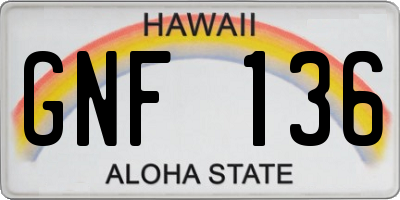 HI license plate GNF136