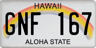 HI license plate GNF167