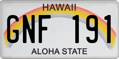 HI license plate GNF191