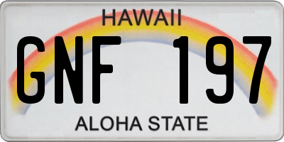 HI license plate GNF197