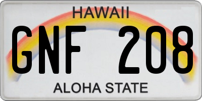 HI license plate GNF208