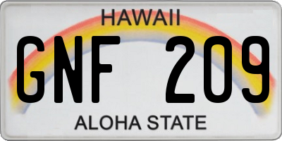 HI license plate GNF209