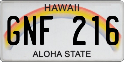 HI license plate GNF216