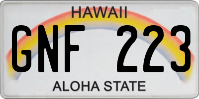 HI license plate GNF223