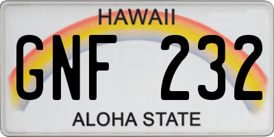 HI license plate GNF232