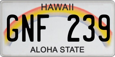 HI license plate GNF239