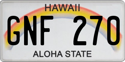 HI license plate GNF270