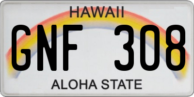 HI license plate GNF308