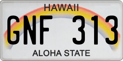 HI license plate GNF313