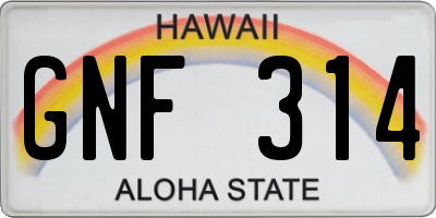 HI license plate GNF314