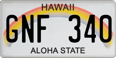 HI license plate GNF340