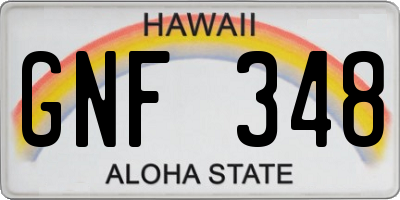 HI license plate GNF348