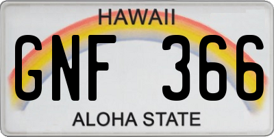 HI license plate GNF366