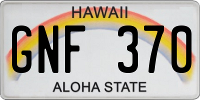 HI license plate GNF370