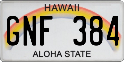 HI license plate GNF384