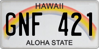 HI license plate GNF421