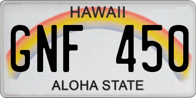 HI license plate GNF450