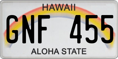 HI license plate GNF455