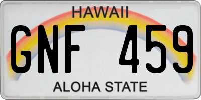 HI license plate GNF459