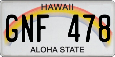 HI license plate GNF478