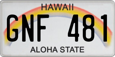 HI license plate GNF481