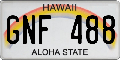 HI license plate GNF488